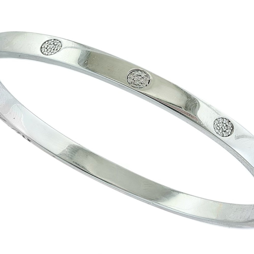 Effy Silver Pavé Disc Double Bangle Bracelet Set